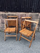 Vintage Wooden Folding Chair, 1950s, Beech, Garden, Occasional, Kitchen