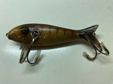 Old Wooden Injured Minnow Fishing Lure - ** Glass Eyes ** - VINTAGE