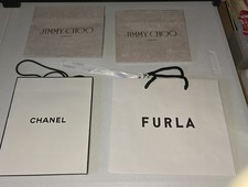 Bulk 4x Designer Empty Carrier Gift Bag bundle. Chanel, Furla, Jimmy Choo vgc