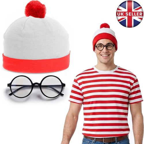 Striped bobble hat glasses - &,