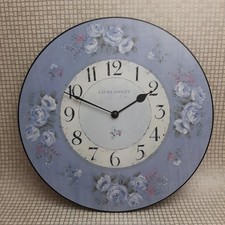 Laura Ashley Large Wall Clock 14" Floral Vintage Design Shabby Chic Round