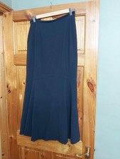 PAUL COSTELLOE MIDNIGHT BLUE 100% VIRGIN WOOL MIDI SKIRT SIZE UK12-14