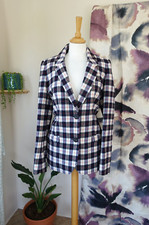 AUBIN & WILLS - FOX BROTHERS Navy blue 100% Wool tweed check jacket size 14