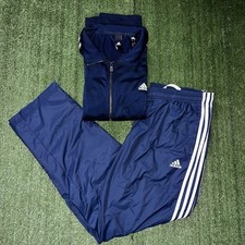 Mens Adidas Navy Tracksuit Size XL Jacket Pants 3 Stripes Full Zip