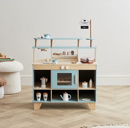 Kids blue wooden cafe - blue, pretend