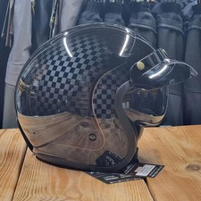 VIPER RSV06 PLUS GLOSS BLACK CHEQUER 500 EXCLUSIVE OPEN FACE MOTORCYCLE HELMET