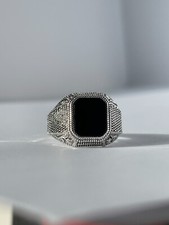 Silver Black Onyx Signet Ring