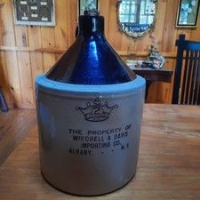 Rare Antique WINCHELL & DAVIS Albany, N.Y. 2-gallon Whisky Stoneware Jug