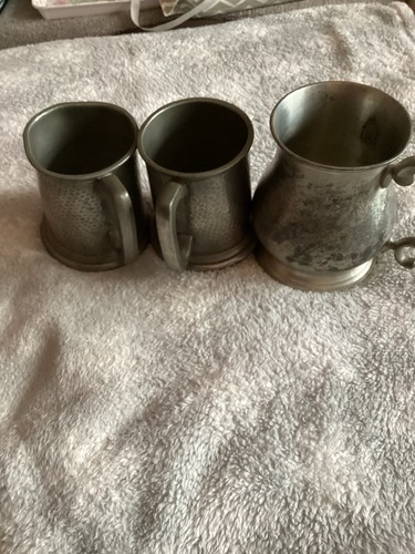 Pewter mugs three - pewter,