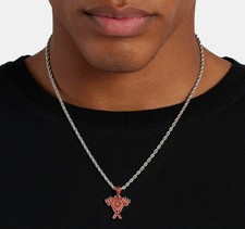 Cernucci ICED CZ DEVIL PENDANT WHITE PLATED CHAIN MENS