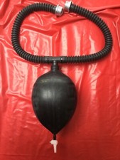 Black Rubber 3 Litre rebreather bag for gas mask with twin hoses and tap