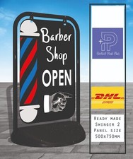 Barber Shop Open Pavement Sign 2000 Outdoor Advertising Shop A-Board Swinger 2