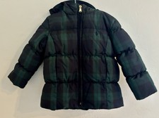 Ralph Lauren Youth Down Plaid Tartan Hooded Puffer Jacket 4 4T Unisex Kids