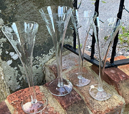 Set vintage etched glass - vintage,