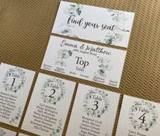 Eucalyptus wreath TABLE PLAN cards numbers seating DIY greenery foliage wedding