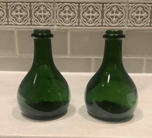 Vintage pair green glass - pair,