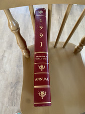 1991 Encyclopedia Britannica World Data Book of the Year Red Leather Never Read