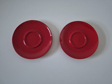 Scarlet Red Saucer Plate for Tea Cup Retro x 2 vintage