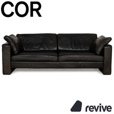 Cor Conseta Leather Three-Seater Black Sofa