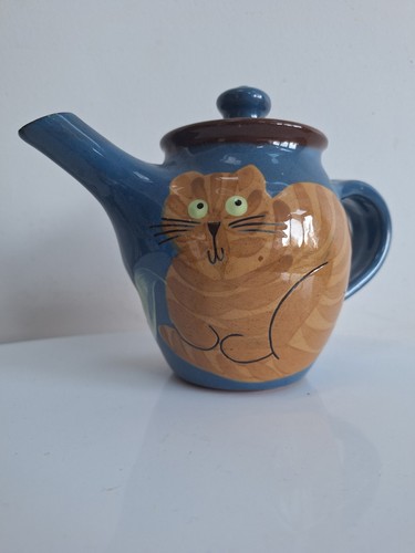 Studio pottery cat teapot - , hand