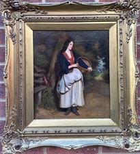 Antique Painting: Lady On A
