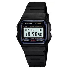 Casio Class Digital Watch F91 Water Splush F91 Look with Resin Strap in Black