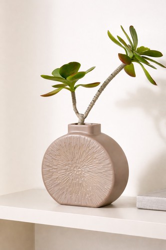 Round scratched pattern vase - round,