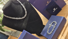 Swarovski Angelic Blue Set – Necklace + Bracelet, Rhodium, Gift Box Included