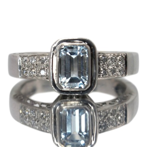 Aquamarine ring gold - ring, white