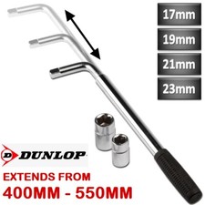 DUNLOP Extendable Wheel Nut Socket Wrench 17 19 21 23mm Telescopic Car Van Tyre