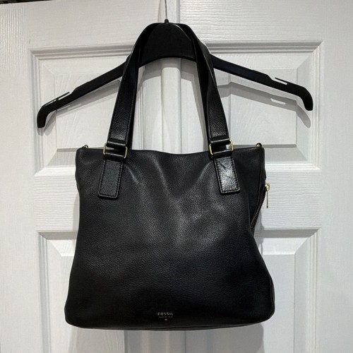 Fossil black pebbled leather - black,