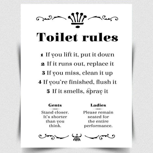 Toilet rules metal wall - toilet,