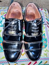 RUSSELL & BROMLEY Black Patent Leather Cut-Out Brogues Size 5 38