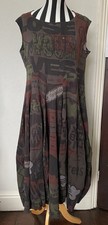 RUNDHOLZ Listen To The Flowers 100% Cotton Balloon Hem MIDI Dress FAB COND!
