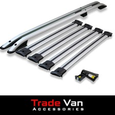 VW T5 & T6 LWB SILVER AERO PRO 4 BAR ROOF RACK SET WITH LOAD STOPS 2003+