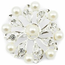 NEW SILVER PEARL BROOCH PINS WEDDING BRIDAL BOUQUET BRIDE MOTHER LADIES SEED JOB