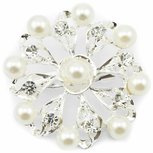 New silver pearl brooch - new,