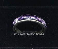 Pandora Sterling Silver Vintage Purple Floral Ring Size: 54 (7)
