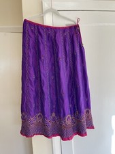 Vintage East  Purple Silk Long Skirt Embellished Zardozi Embroidery Work UK 14