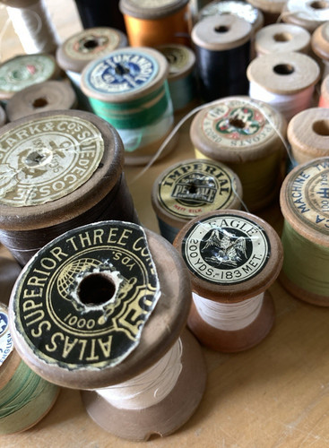 Vintage sewing thread wooden - thread,