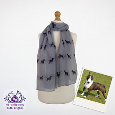 BULL TERRIER SCARF LADIES ENGLISH BULL TERRIER SILHOUETTE WRAP SHAWL GREY SCARF