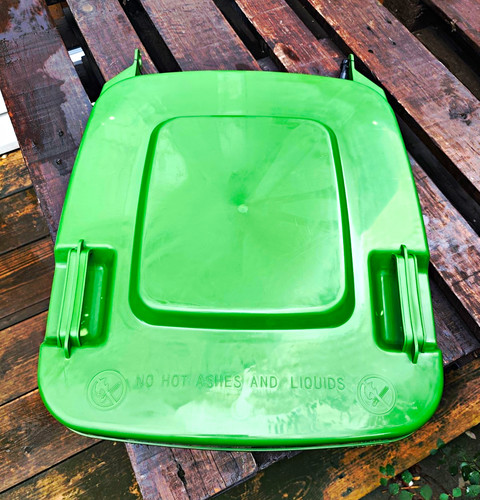 Green plastic wheelie - green, bin