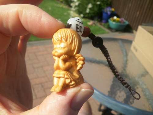 Carved wood netsuke ojime - carved,