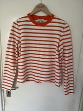 COS Orange Breton Striped Heavyweight Long Sleeve Top Size M