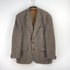 Harris Tweed Jacket Mens 42R Brown Wool Austin Reed Wool Hacking Sports Blazer