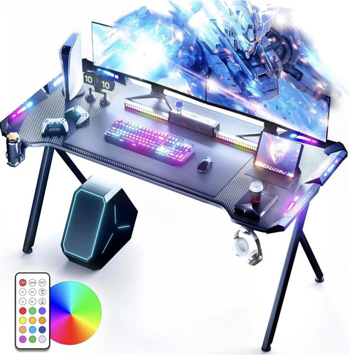 Gaming desk with led lights - with,