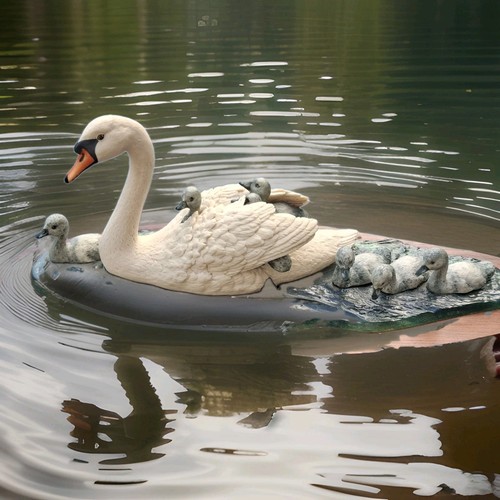 Swan and cygnets - and, border