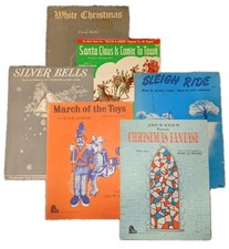Lot of 6 Vintage Holiday Sheet Music Piano Solos Christmas Carols Traditional 