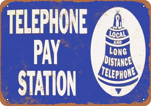 Metal sign bell telephone - metal,