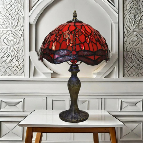 Tiffany style red table - 10",